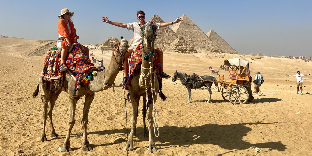 Harry and Renee at the Pyramids of Egypt